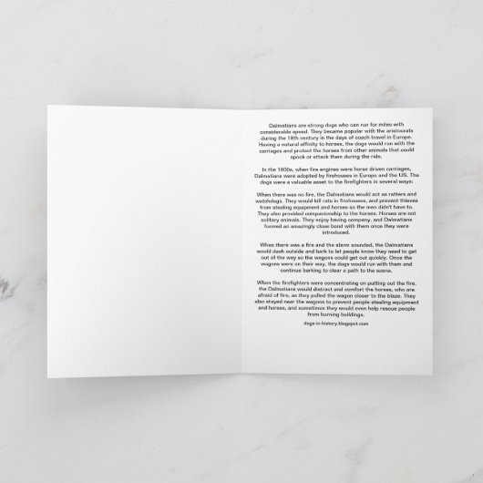 Fun Facts over Dalmatians Firehouse Dogs Kaart (Binnen)