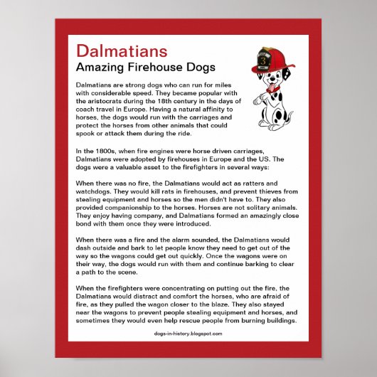 Fun Facts over Dalmatians Firehouse Dogs Poster (Voorkant)