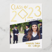 Fun Facts Photo Bold Script Class 2023 Afstuderen Folie Uitnodiging (Voorkant)