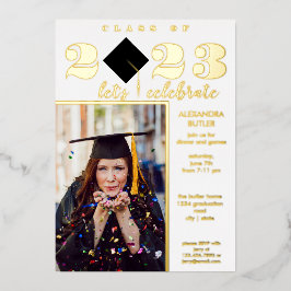 Fun Facts Photo Bold Script Class 2023 Afstuderen Folie Uitnodiging