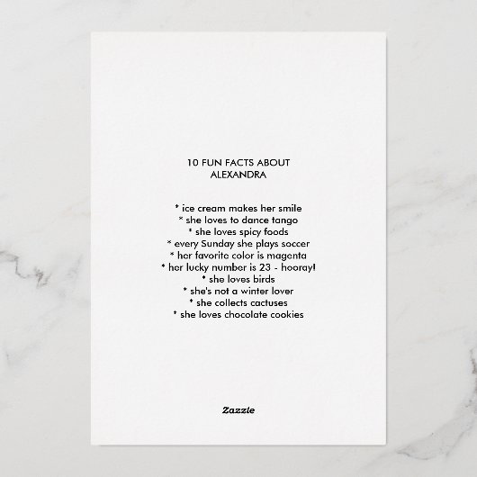 Fun Facts Photo Bold Script Class 2023 Afstuderen Folie Uitnodiging (Achterkant)