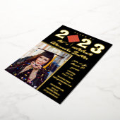 Fun Facts Photo Bold Script Class 2023 Afstuderen Folie Uitnodiging (Gedraaid)