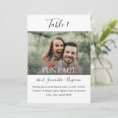 Fun Facts Photo Wedding Reception Table Numbers Kaart (Staand voorkant)