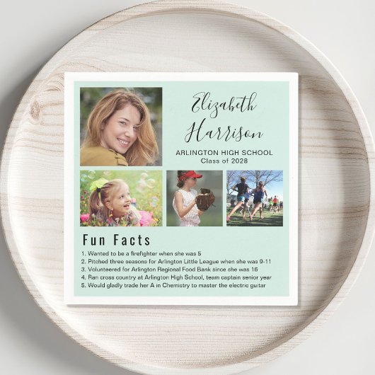 Fun Facts Photos Mint Afstuderen Napkins Servet