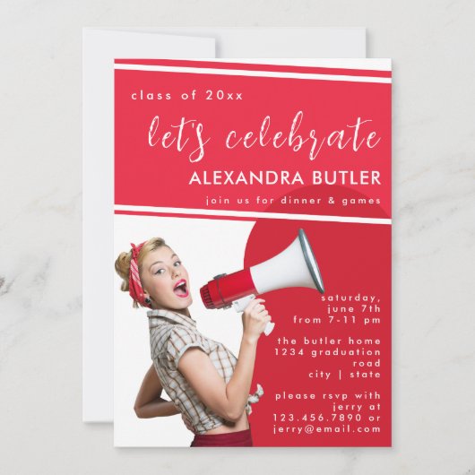 Fun Facts Red Bold Script Afstuderen Class of 2023 Kaart (Voorkant)