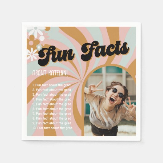 Fun Facts Retro Boho Photo Afstuderen Servet (Voorkant)
