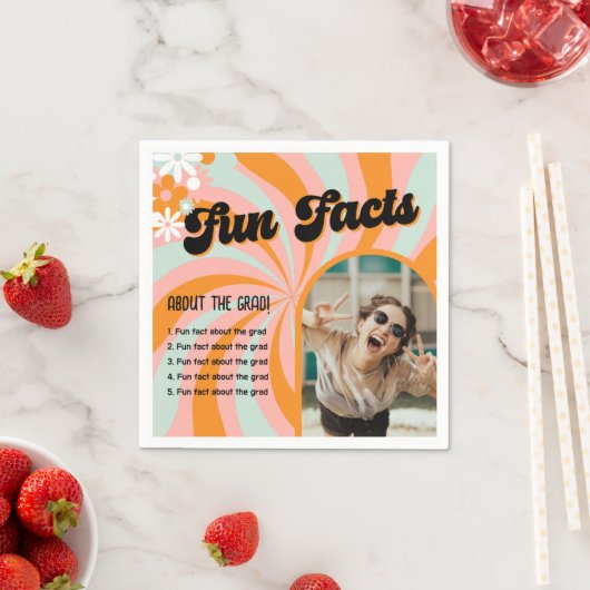 Fun Facts Retro Boho Photo Afstuderen Servet (Insitu)
