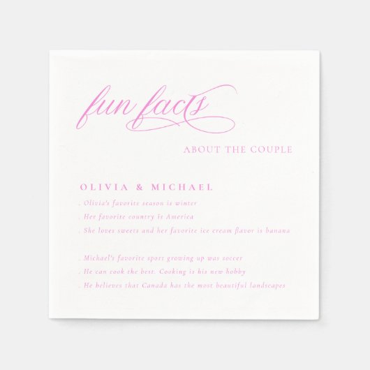Fun Facts Simply Elegant Typography Wedding Servet (Voorkant)