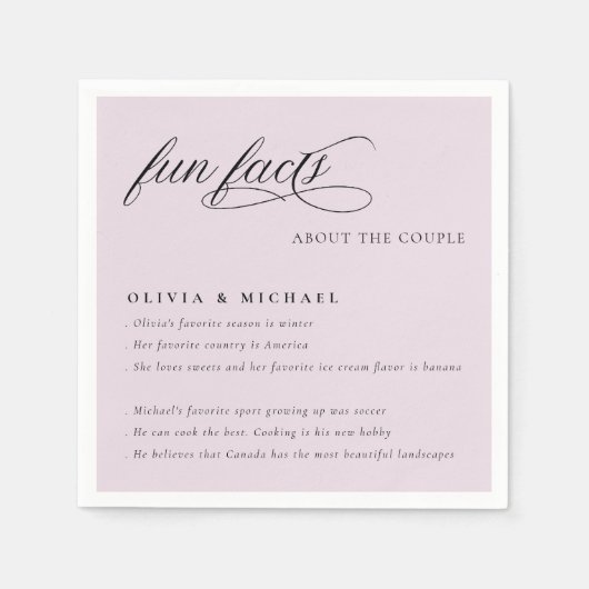 Fun Facts Simply Elegant Typography Wedding Servet (Voorkant)