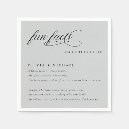 Fun Facts Simply Elegant Typography Wedding Servet (Voorkant)