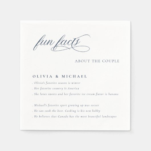 Fun Facts Simply Elegant Typography Wedding Servet (Voorkant)