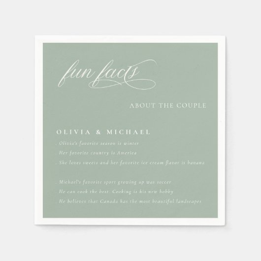 Fun Facts Simply Elegant Typography Wedding Servet (Voorkant)