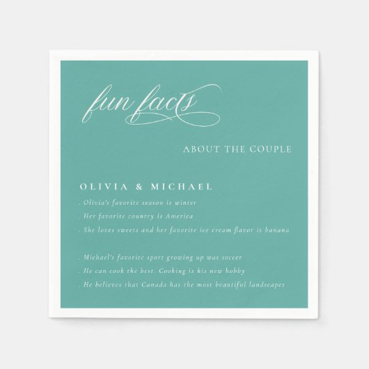 Fun Facts Simply Elegant Typography Wedding Servet (Voorkant)