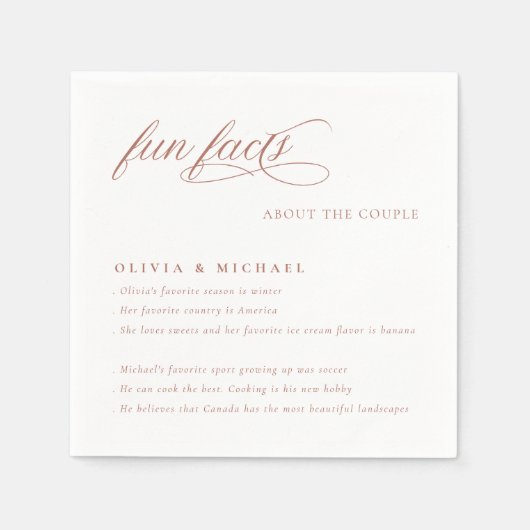 Fun Facts Simply Elegant Typography Wedding Servet (Voorkant)
