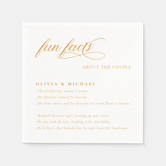 Fun Facts Simply Elegant Typography Wedding Servet (Voorkant)