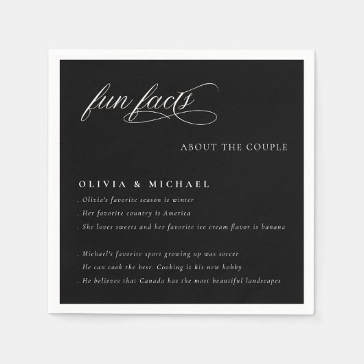 Fun Facts Simply Elegant Typography Wedding Servet (Voorkant)