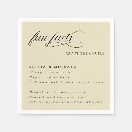 Fun Facts Simply Elegant Typography Wedding Servet (Voorkant)