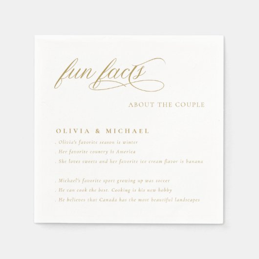 Fun Facts Simply Elegant Typography Wedding Servet (Voorkant)