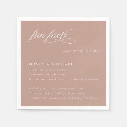 Fun Facts Simply Elegant Typography Wedding Servet (Voorkant)