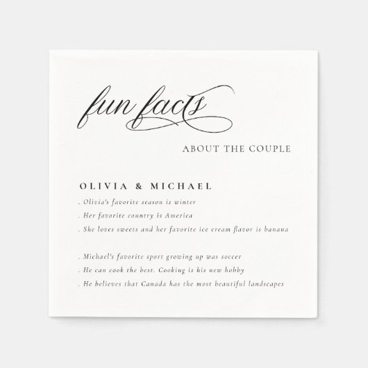 Fun Facts Simply Elegant Typography Wedding Servet (Voorkant)