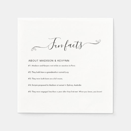Fun Facts Wedding Napkins Servet (Voorkant)