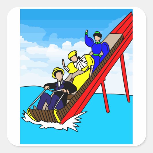 Fun Fair Amusement Park Amusement Park Vierkante Sticker (Voorkant)