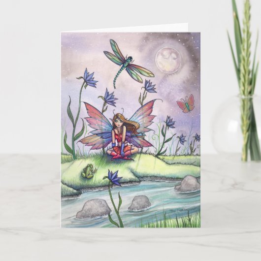 Fun Fairy Dragonfly & Frog beroemd gemaakt door St Kaart (Voorkant)