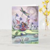 Fun Fairy Dragonfly & Frog beroemd gemaakt door St Kaart (Gele Bloem)