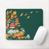 Fun Fairy Garden Autumn Leafs Mushrooms en pompoen Muismat (Met muis)