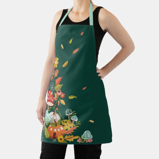 Fun Fairy Garden Autumn Leafs Mushrooms en pompoen Schort (Insitu)