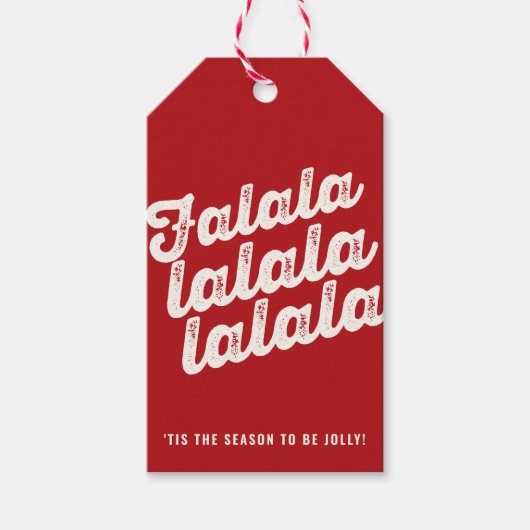 Fun Falalala Bold Script op Red Modern Holiday Cadeaulabel (Voorkant)