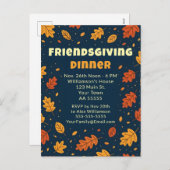 Fun Falling Leaves Friendsgiving Dinner Potluck Feestdagenkaart (Voorkant / Achterkant)