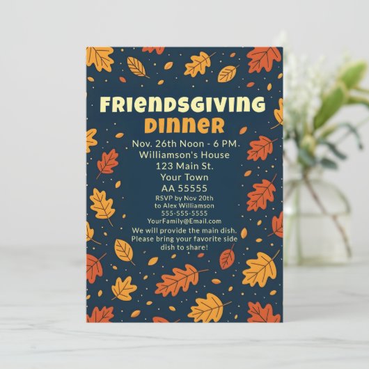 Fun Falling verlaat Friendsgiving-Kaart Feestdagenkaart (Staand voorkant)