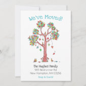 Fun Family Birds in a Tree of Hearts New Address A Aankondiging (Voorkant)