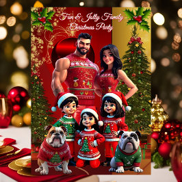 Fun Family Christmas Holiday Party Ugly Sweaters Kaart