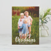 Fun Family Foto van Merry kerst Typogray Feestdagenkaart (Staand voorkant)