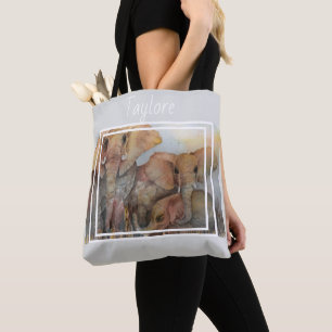 Fun Family of Elephants Tote Bag