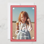Fun Family Photo Love Script Heart Valentine’s Day Feestdagenkaart (Voorkant)