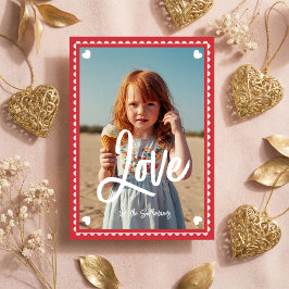 Fun Family Photo Love Script Heart Valentine’s Day Feestdagenkaart