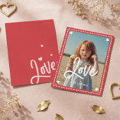Fun Family Photo Love Script Heart Valentine’s Day Feestdagenkaart