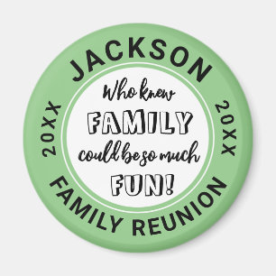 Fun Family Reunion Green Pic a Color Cirkel Magnet