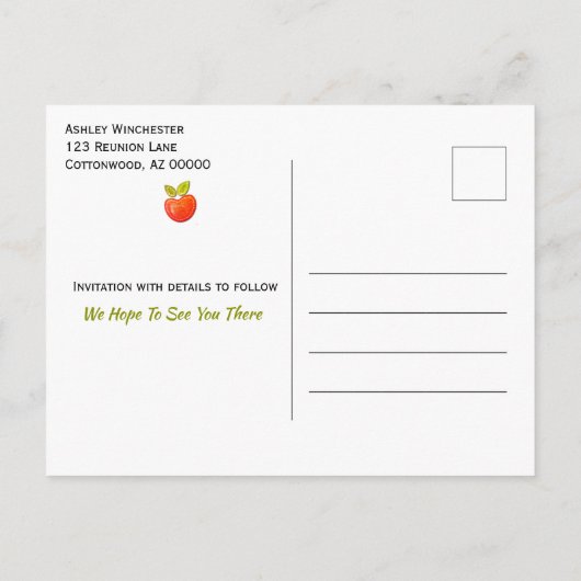 Fun Family Reunion Save the Date Apple Tree Aankondigingskaart (Achterkant)