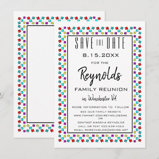 Fun Family Reunion Save the Date Invitation Card Kaart (Voorkant / Achterkant)