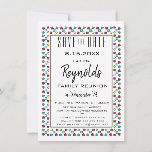 Fun Family Reunion Save the Date Invitation Card Kaart (Voorkant)