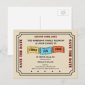 Fun Family Reunion Ticket voor het opslaan van de  Aankondigingskaart (Voorkant / Achterkant)