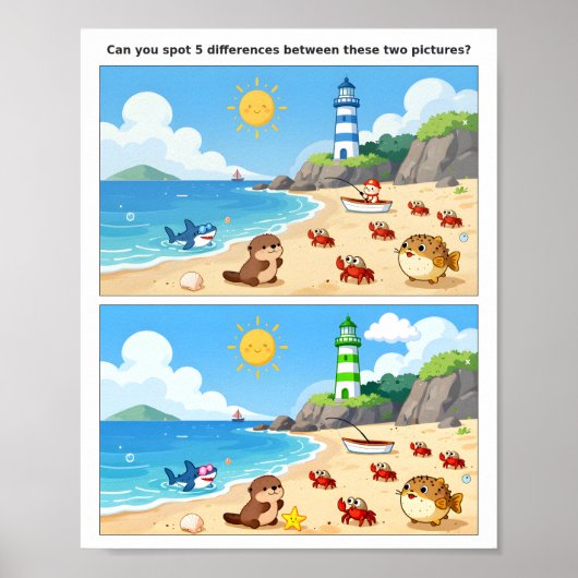 Fun Family Spot the Difference Poster – Kids Brain (Voorkant)