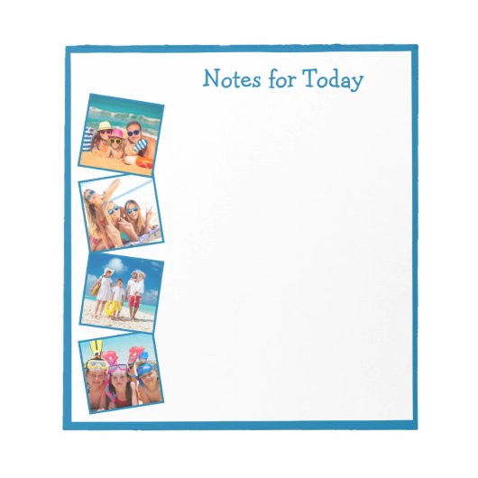 Fun Family Vacation 4 Photos Notes for Today Blue Notitieblok (Voorkant)