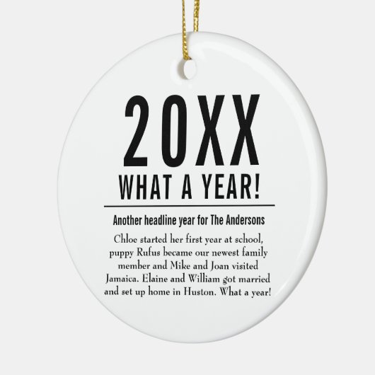 Fun Family Year in Review Modern Cool Photo Keramisch Ornament (Links)