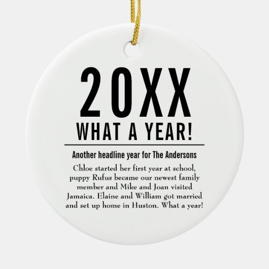 Fun Family Year in Review Modern Merry Kerstmis Keramisch Ornament (Voorkant)