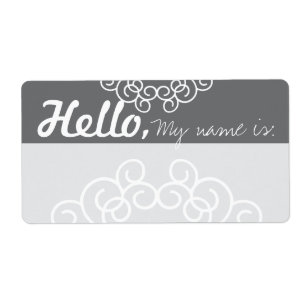 Fun Fancy Party Name Tags - 2 tone Grey Etiket